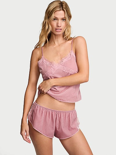 Very Sexy - Velvet Rose Lace-Trim Cami & Flutter Short Set, image 1