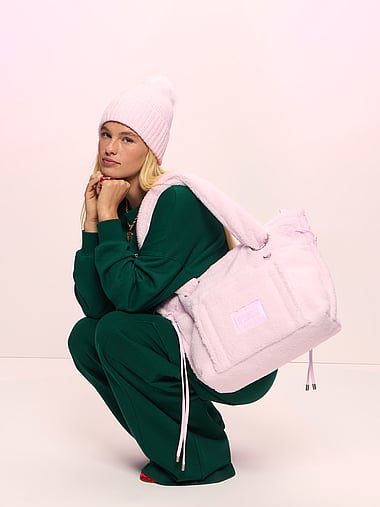PINK - Cozy Plush Flat-Bottom Tote Bag, image 1