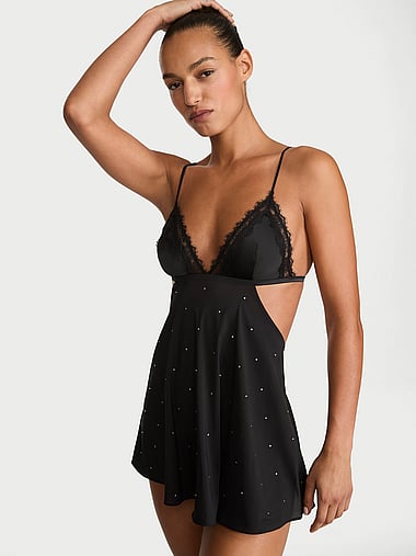 Very Sexy - Shine Chiffon & Rose Lace Babydoll Set, image 1
