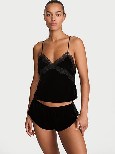 Very Sexy - Velvet Rose Lace-Trim Cami & Flutter Short Set, image 1