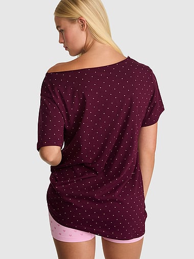 PINK - Campus Cotton™ Off-The-Shoulder Tee, image 2