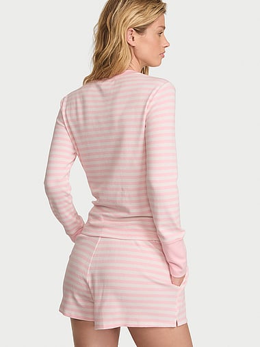 Victoria's Secret - Waffle Knit Long-Sleeve Short Pajama Set, image 2