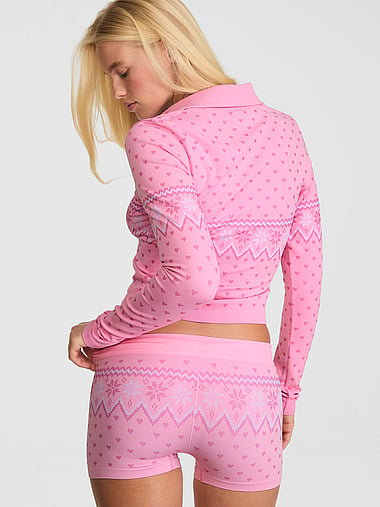 PINK - Fair Isle Seamless Rib Micro Shortie, image 2