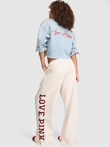 PINK - Campus Fleece™ Wide-Leg Split-Hem Sweatpants, image 2