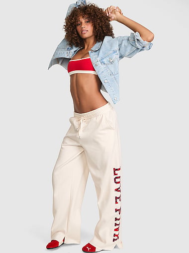 PINK - Campus Fleece™ Wide-Leg Split-Hem Sweatpants, image 1