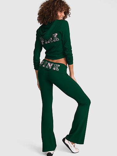 PINK - All-Day Cotton™ Foldover Flare Leggings, image 1