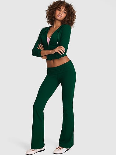 PINK - All-Day Cotton™ Foldover Flare Leggings, image 2