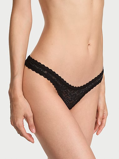 The Lacie - Shimmer Lace Ultra-Mini Scoop Thong Panty in Shimmer Lace, image 1