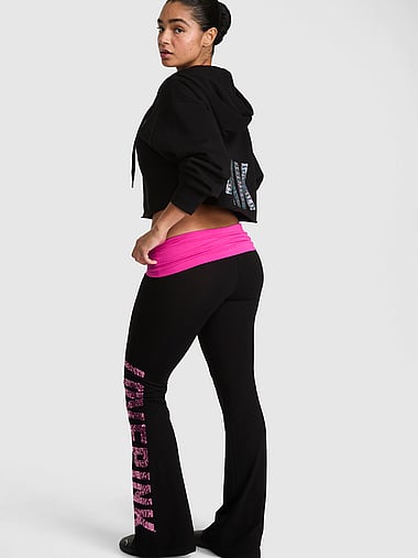 PINK - All-Day Cotton™ Foldover Flare Leggings, image 2