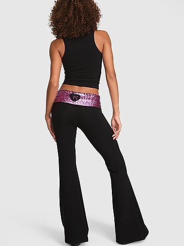 PINK - All-Day Cotton™ Foldover Super Flare Leggings, image 2