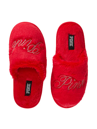 PINK - Faux-Fur Closed-Toe Slippers