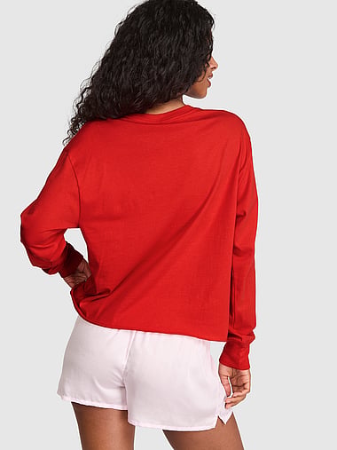 PINK - Campus Cotton™ Long-Sleeve Pocket Tee, image 2