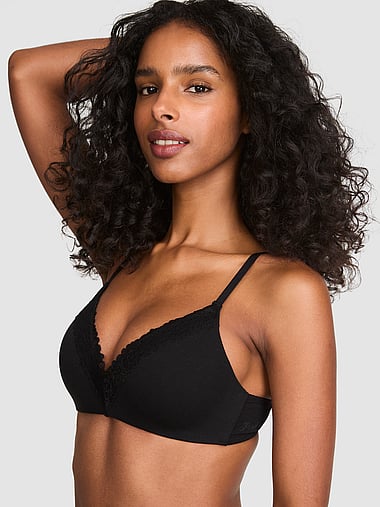 PINK - Wear Everywhere™ Push-Up Wireless Bra in Cotton Lace Trim, image 1