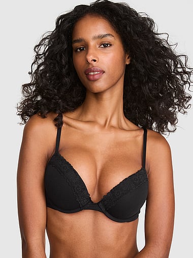 PINK - Wear Everywhere™ Super Push-Up Bra in Cotton Lace Trim, image 1