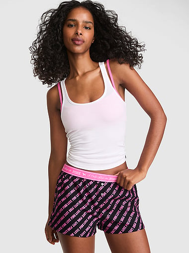 PINK - Favorite Flannel Boxy Pajama Shorts in Flannel, image 1