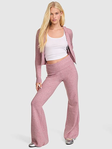 PINK - Sweater Foldover Flare Pants, image 1