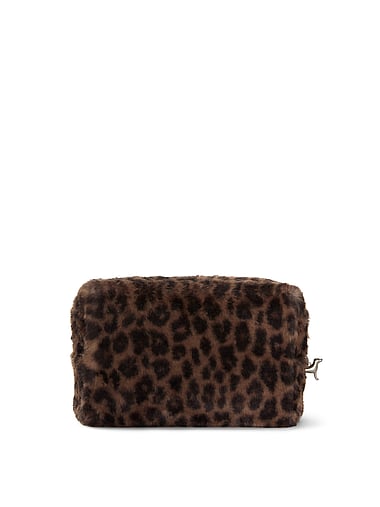 PINK - Faux-Fur Top-Zip Makeup Bag, image 2