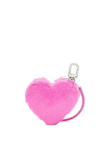 PINK - Faux-Fur Heart Pouch Keychain Charm, image 2