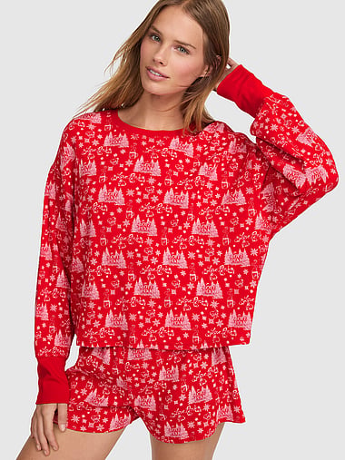 PINK - Thermal Long-Sleeve Pajama Top, image 1
