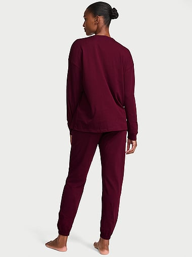 Victoria's Secret - 100% Cotton Shine Jogger Long Pajama Set, image 2