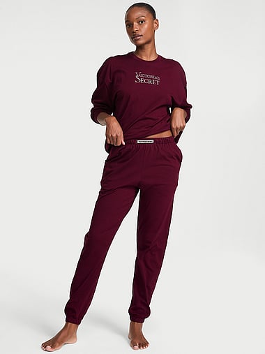 Victoria's Secret - 100% Cotton Shine Jogger Long Pajama Set, image 1