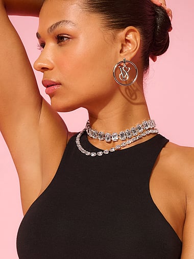 Victoria's Secret - Demi-Fine Logo Hoop Earrings, image 1