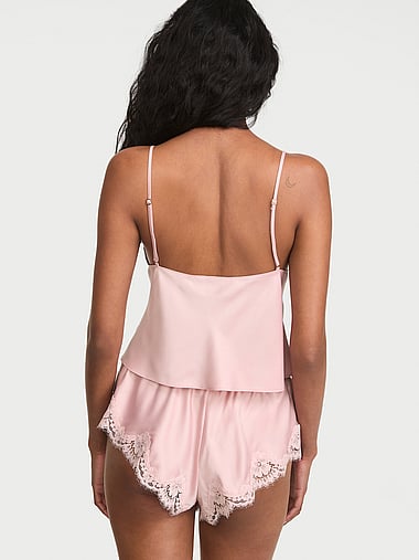 Dream Angels - Satin Lace-Trim Flyaway Cami & Flutter Shorts Set, image 2