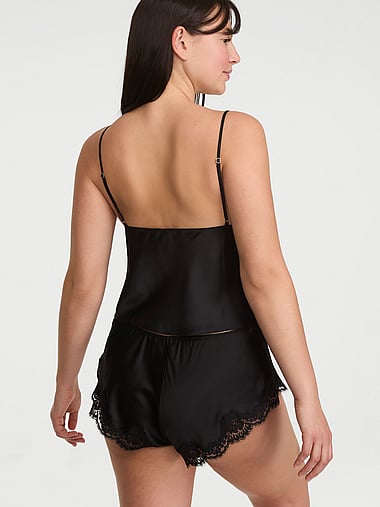 Dream Angels - Satin Lace-Trim Flyaway Cami & Flutter Shorts Set, image 2
