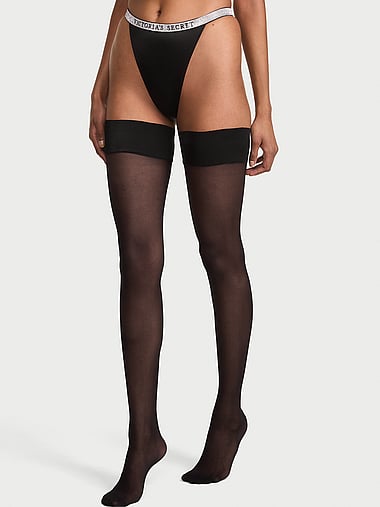Victoria's Secret - Sheer Shine Script Thigh Highs, image 2