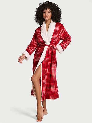 Victoria's Secret - CozyFlannel™ Reversible Faux Fur-Lined Robe, image 1