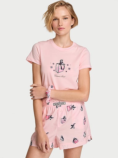 Victoria's Secret - CozyFlannel™ Short Tee-Jama & Scrunchie Set, image 1