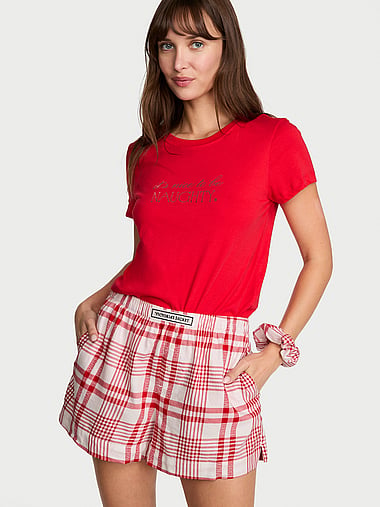 Victoria's Secret - CozyFlannel™ Short Tee-Jama & Scrunchie Set, image 1