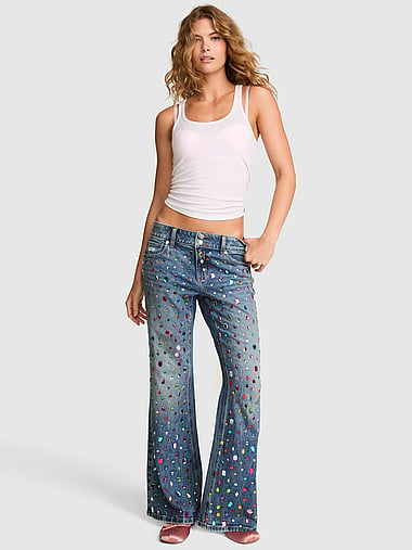 PINK - Denim by PINK Low-Rise Relaxed Flare Jeans, image 1