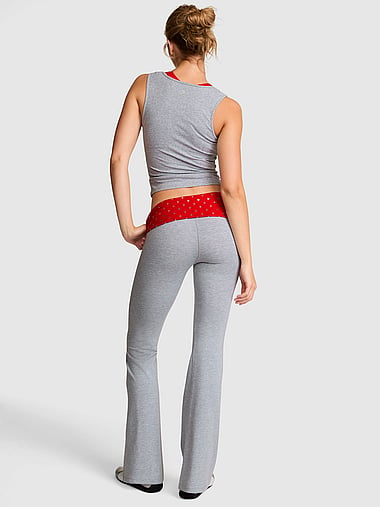 PINK - All-Day Cotton™ Foldover Flare Leggings, image 2
