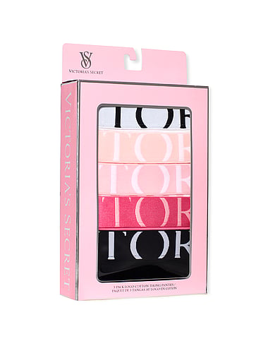 Victoria's Secret - 5-Pack Exploded Logo Cotton Thong Panties