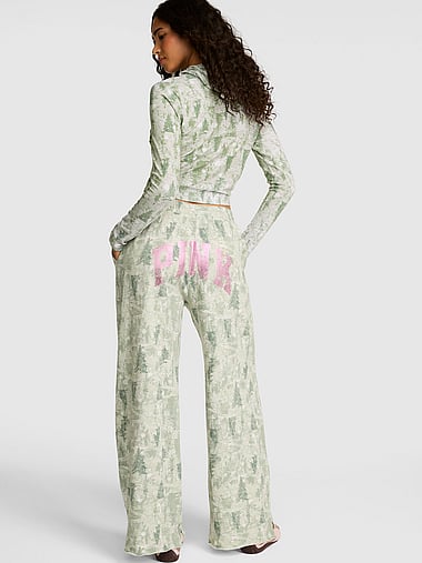 PINK - Campus Fleece™ Wide-Leg Split-Hem Sweatpants, image 2
