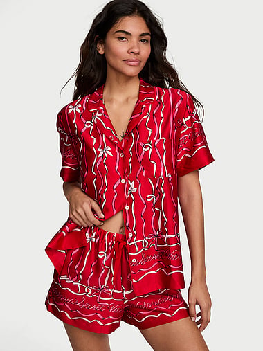 Signature Satin Short Pajama Set, image 1