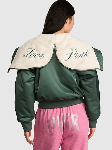 PINK - 2-in-1 Faux-Fur Nylon Bomber Jacket, image 2