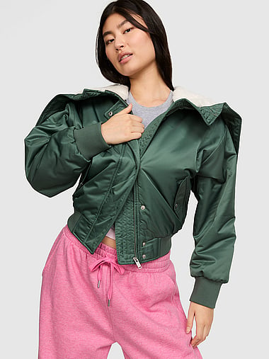 PINK - 2-in-1 Faux-Fur Nylon Bomber Jacket, image 1