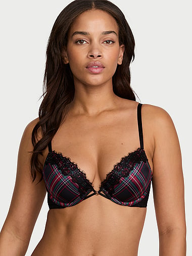 Very Sexy - Tartan Lace-Trim Push-Up Bra, image 1