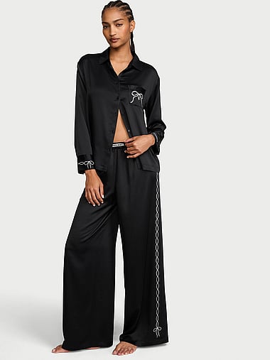 Signature Satin Shine Shop Long Pajama Set, image 1