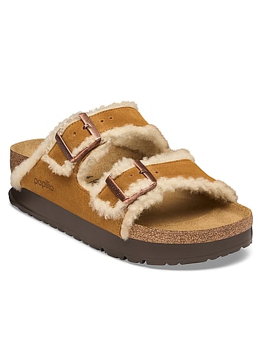 Birkenstock - Arizona Platform Flex Shearling Sandals, image 1