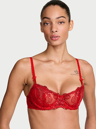 Dream Angels - Wicked Unlined Shimmer Bow Embroidery Balconette Bra, image 1