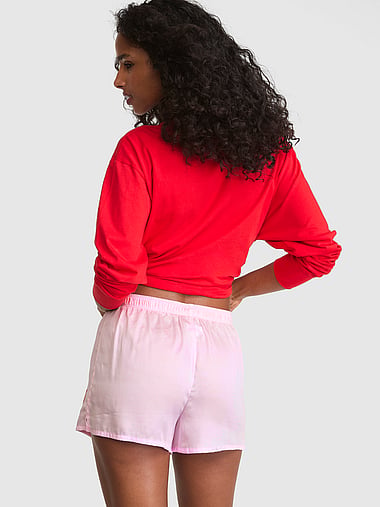PINK - Silky Sleep Boxy Pajama Shorts in Silky, image 2