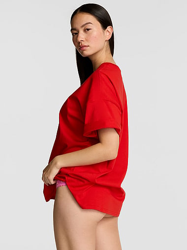 PINK - Cotton Side-Slit Tee & Panty Set, image 2