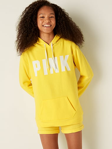 Victorias Secret Pink Boyfriend Half Zip Sweatshirt Pullover Yellow Large New
