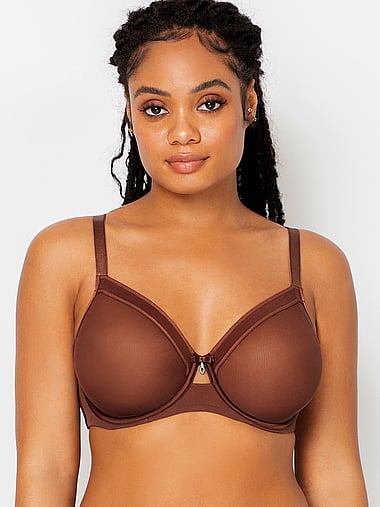 Curvy Couture - Sheer Mesh Full Coverage Unlined Underwire Bra, image 1