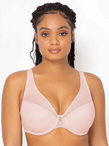Curvy Couture - Sheer Mesh Plunge T-Shirt Bra, image 1