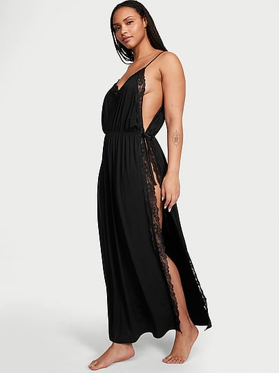 Buy SoSoft Modal Ribbed Lace-Trim Long Slip Dress, Black - Order Slips  online - Victoria's Secret US