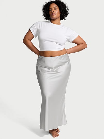 Buy Satin Maxi Skirt, Coconut White - Order Skirts online